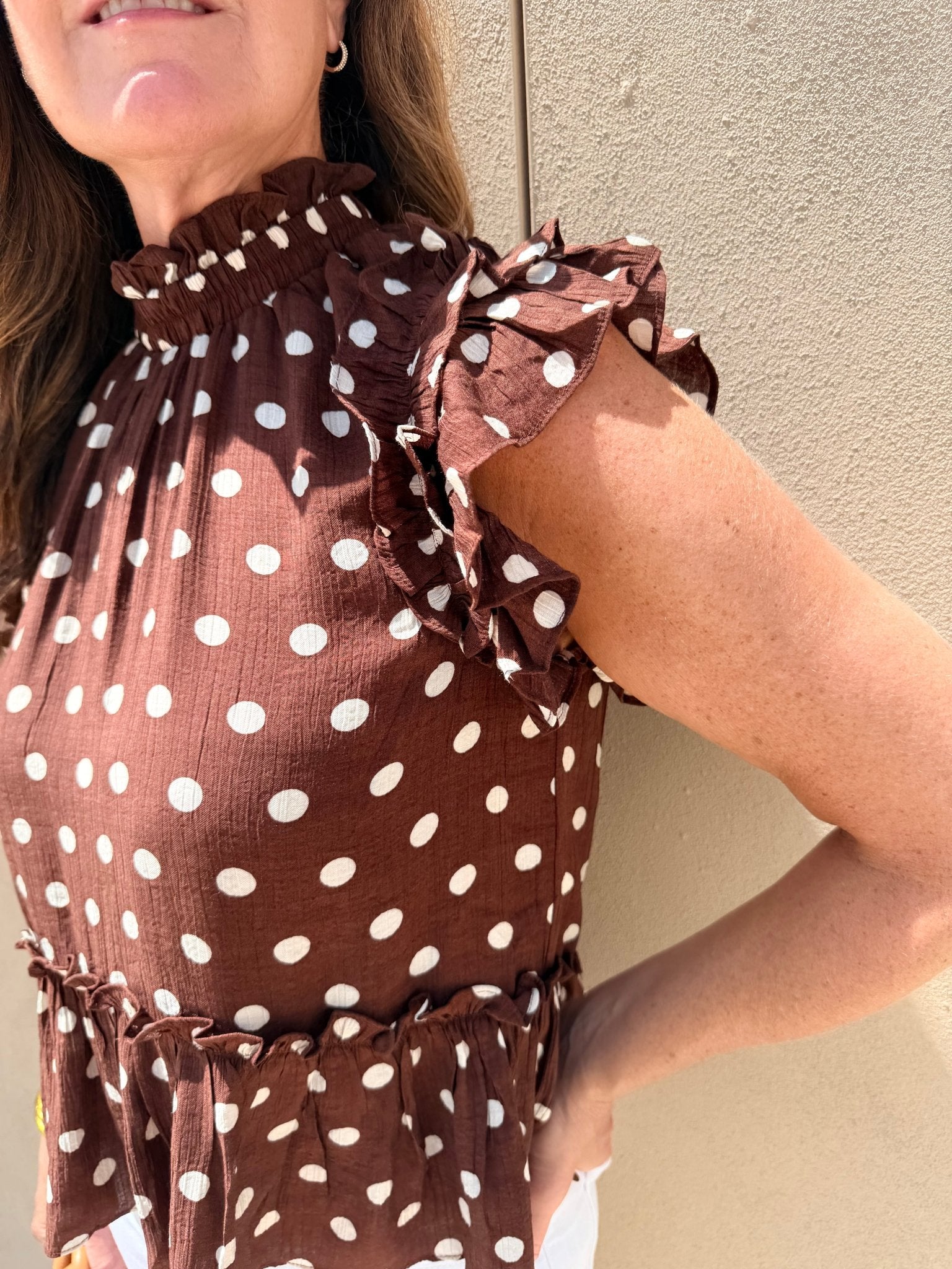 Meet Me In Santorini Chestnut Moon Blouse - Fleur-De-Lis Boutique