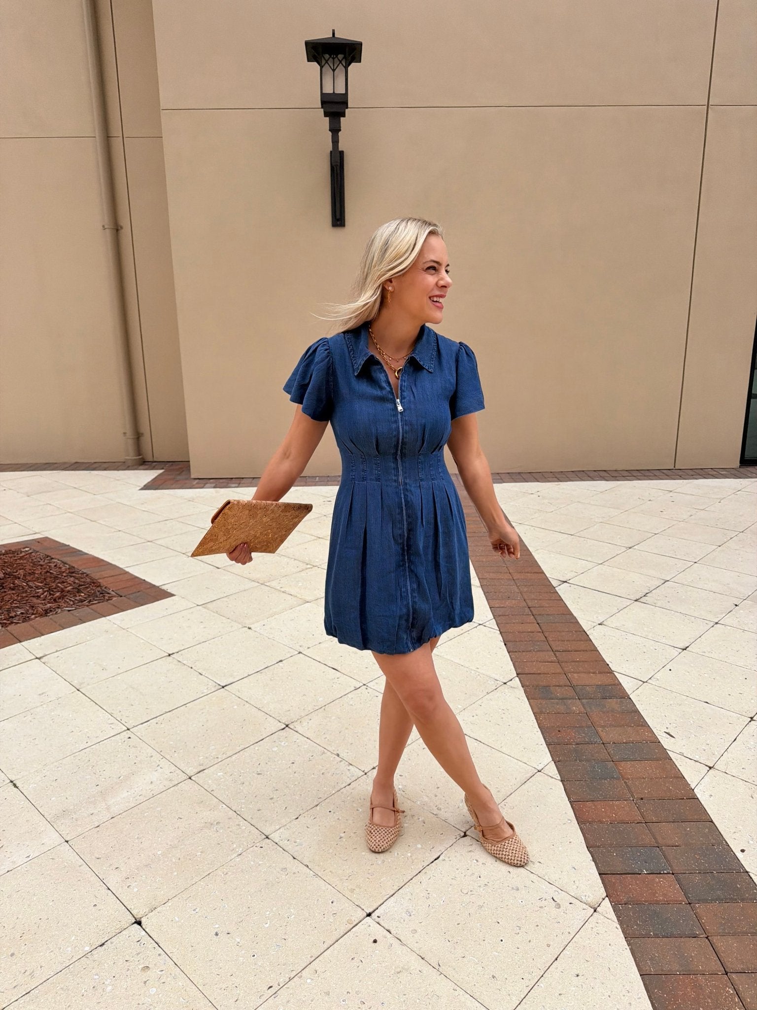 DOLCECABO Denim Zip Bubble Dress - Fleur - De - Lis Boutique