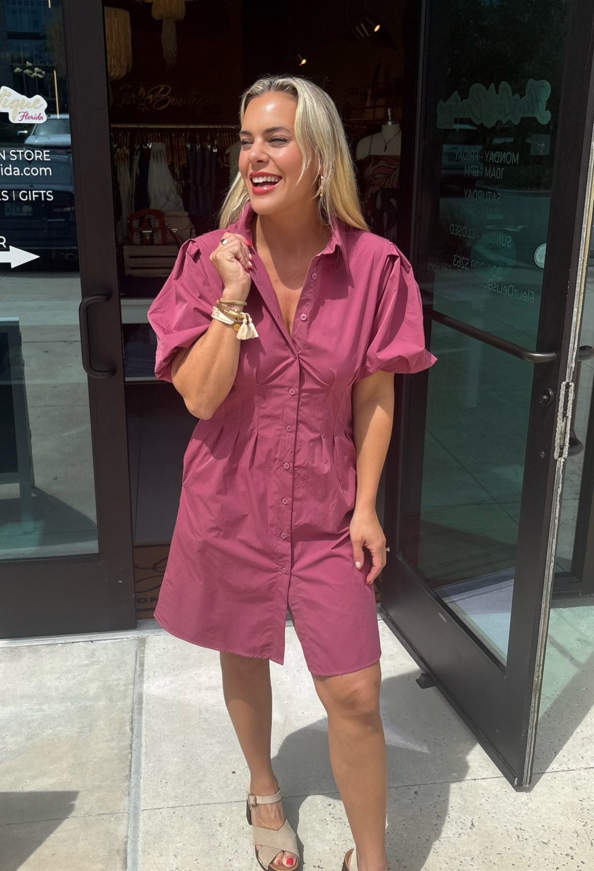 Jacqueline Bubble Sleeve Dress- Bishop & Young Petal - Fleur-De-Lis Boutique