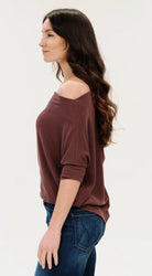 Six Fifty Anywhere Short Sleeve Top Raisin - Fleur-De-Lis Boutique