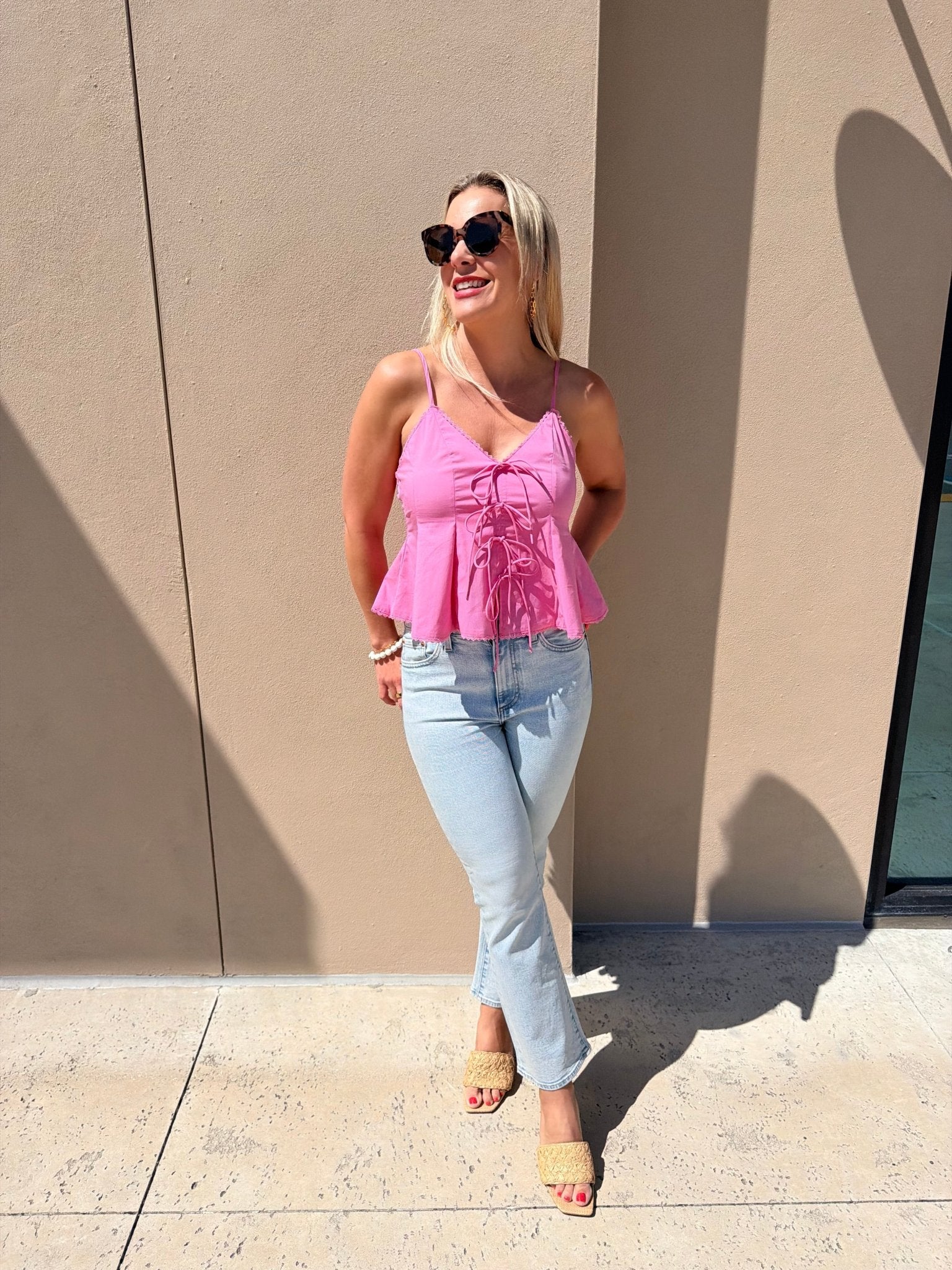 Lucy Paris Haven Bow Tie Tank Pink - Fleur - De - Lis Boutique