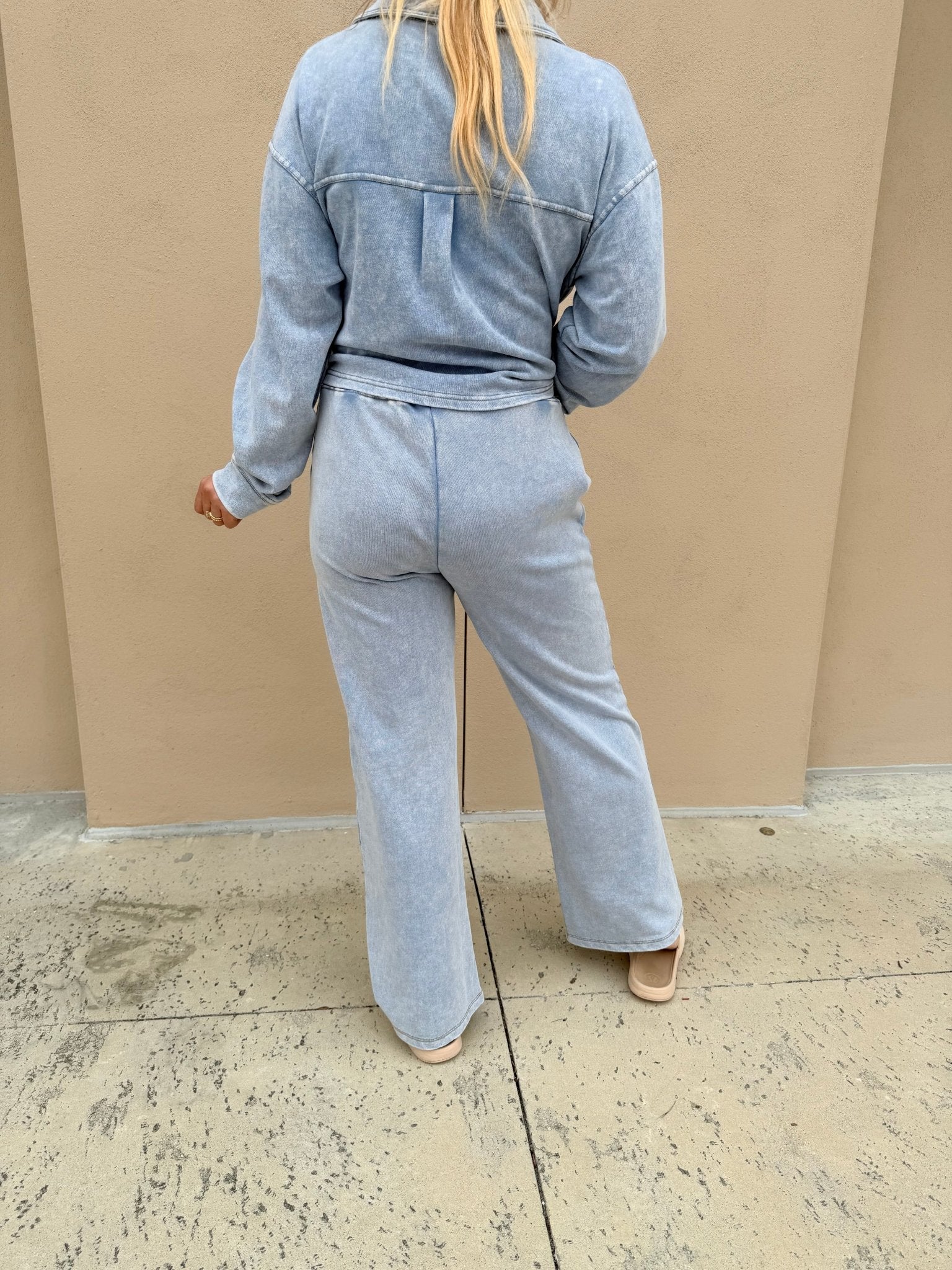 Dex Knit Lounge Pant Washed Light Blue - Fleur - De - Lis Boutique