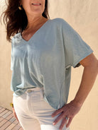Bobi Los Angeles Oversize V - Neck Cloudy Sky - Fleur - De - Lis Boutique