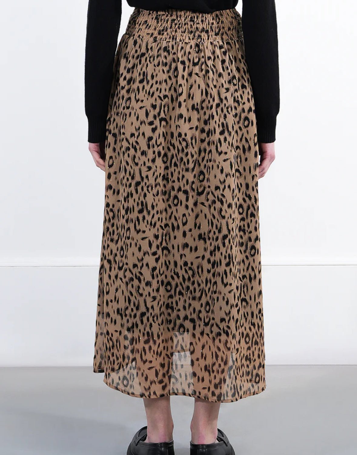 Leopard Midi Skirt with Gold Accents - Fleur - De - Lis Boutique