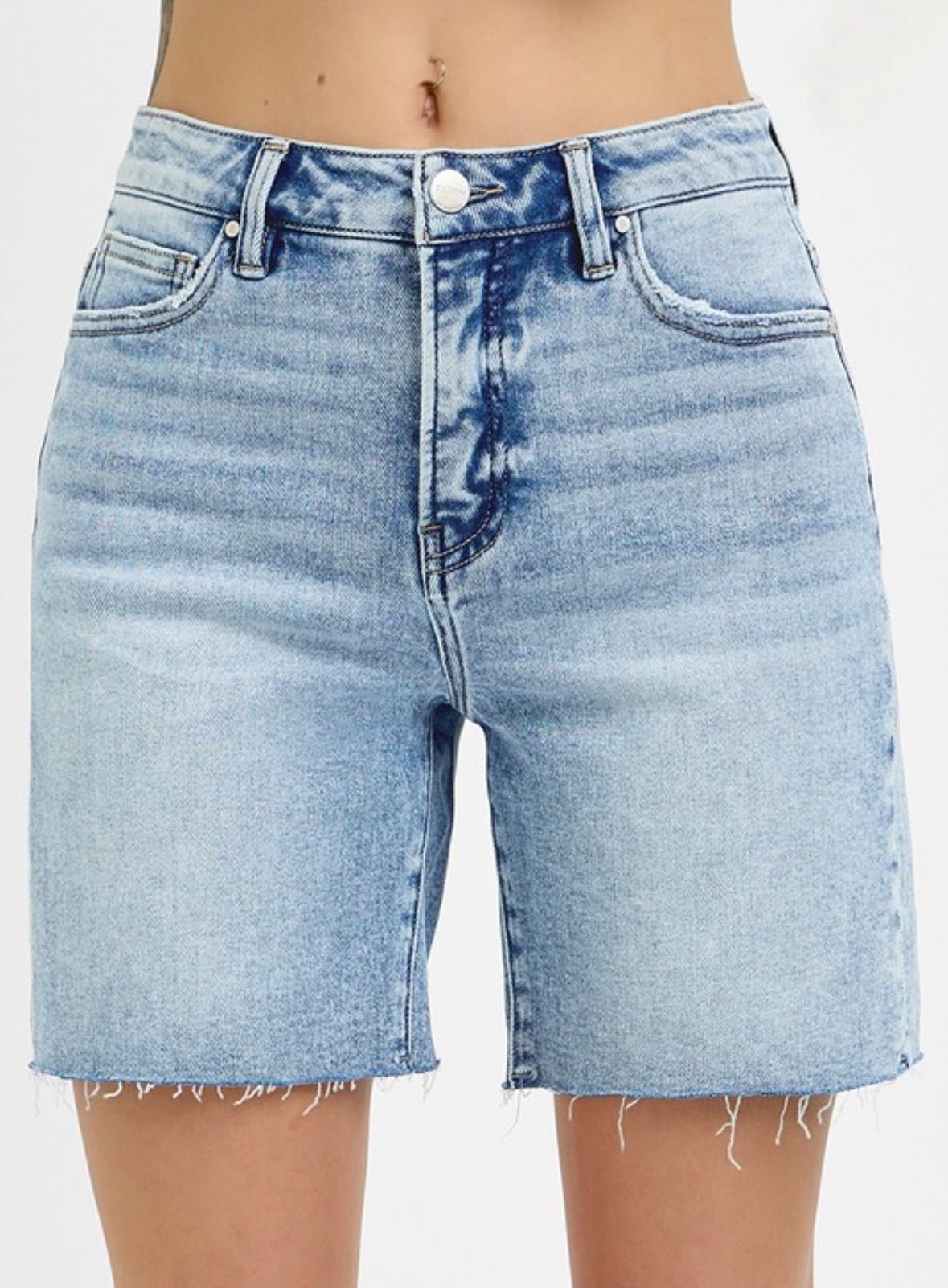Risen Ashley Mid Length Denim Shorts - Fleur - De - Lis Boutique