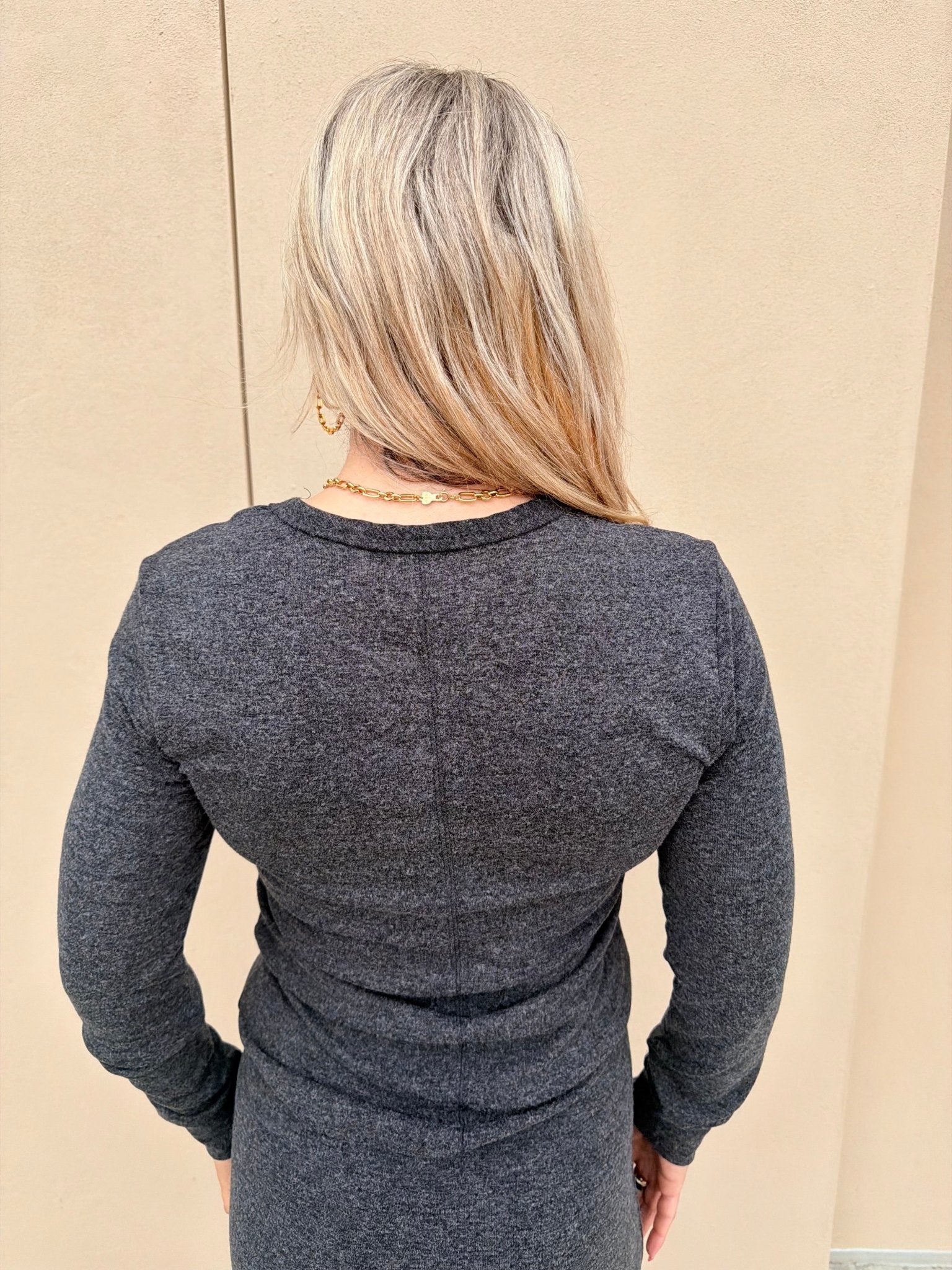 Bobi Los Angeles Knit Charcoal Crewneck - Fleur - De - Lis Boutique