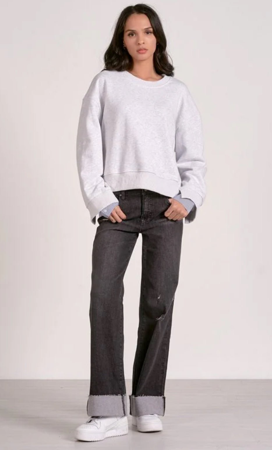 Elan Striped Mixed Media Top - Fleur - De - Lis Boutique