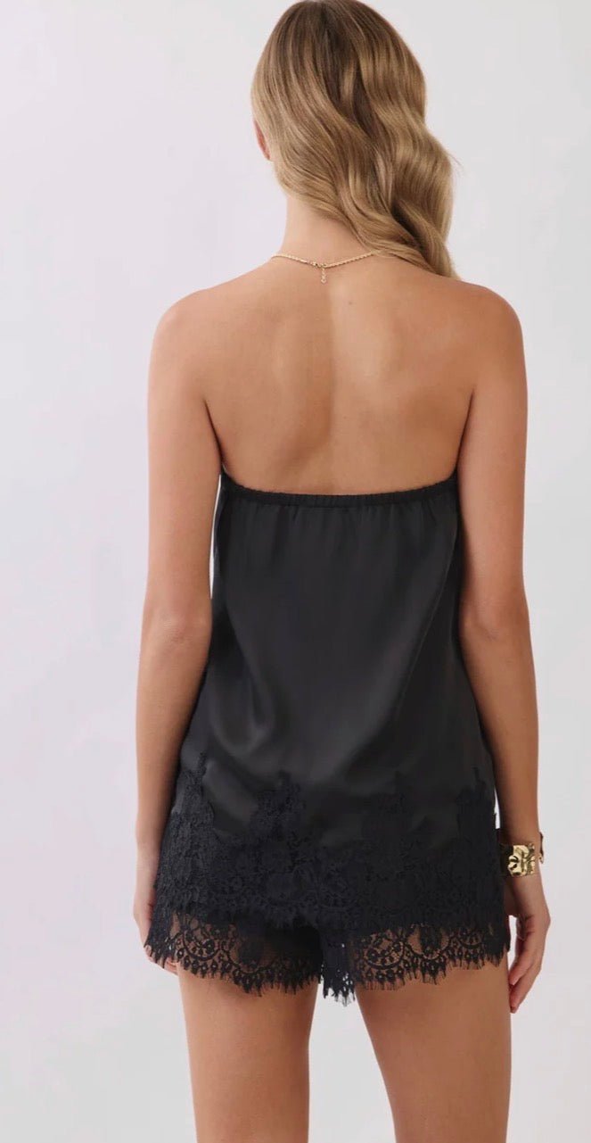 Lace trimmed relaxed strapless top - Fleur-De-Lis Boutique