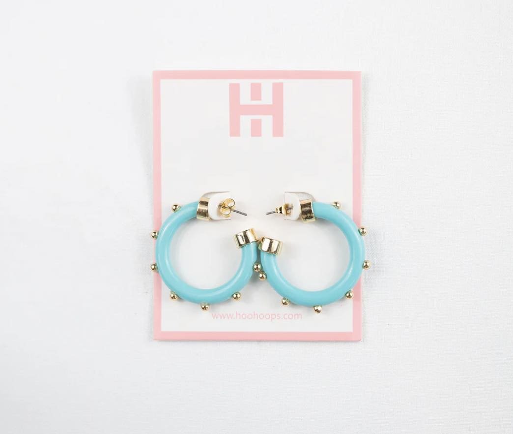 Hoo Hoops Mini Hoops Gold Ball Turquoise - Fleur - De - Lis Boutique