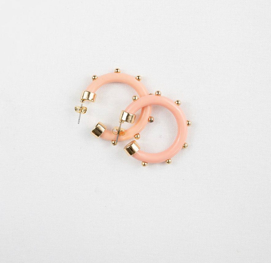 Mini Hoops Gold Ball Coral - Fleur - De - Lis Boutique
