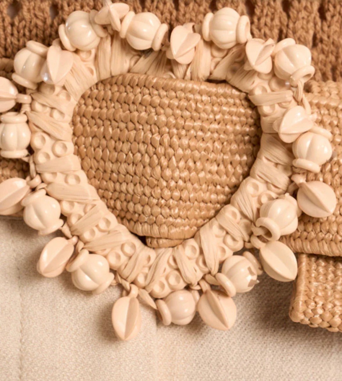 Molly Bracken Raffia Belt Beaded Buckle - Fleur - De - Lis Boutique