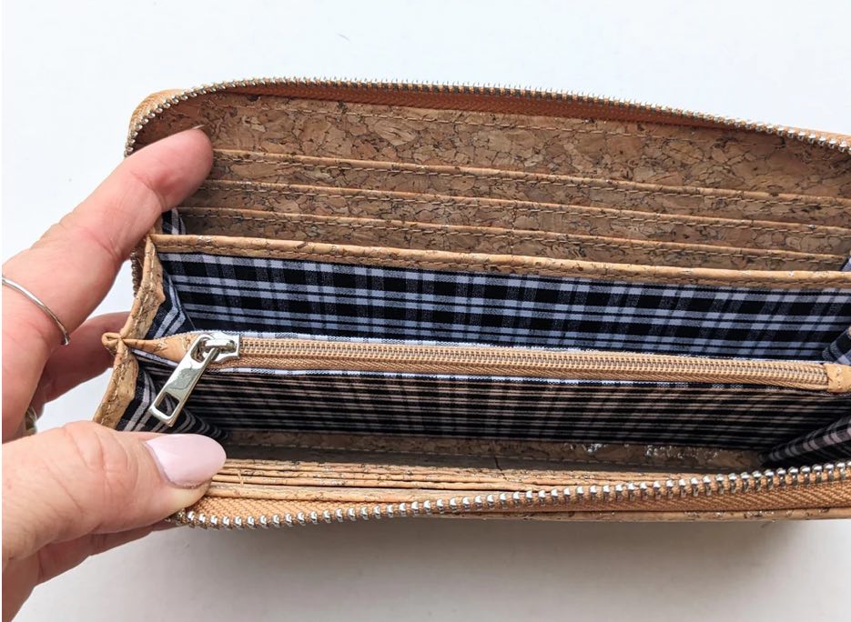 Cork Zipper Wallet - Silvered - Fleur - De - Lis Boutique