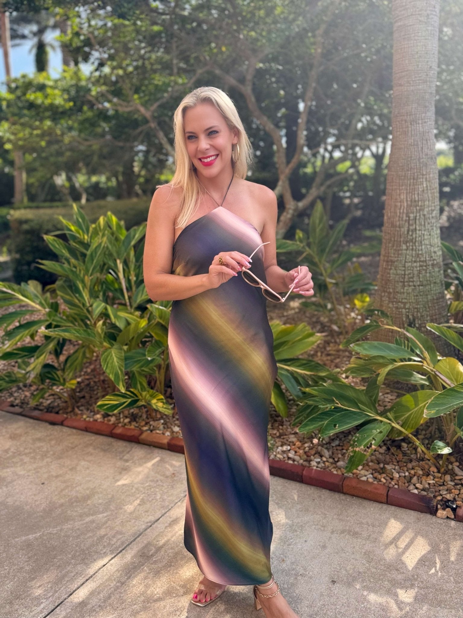 Greylin Yvonne Halter Slip Dress - Fleur - De - Lis Boutique