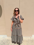 Sincerely Ours Lena Dress Amber Leaf Jacquard - Fleur-De-Lis Boutique