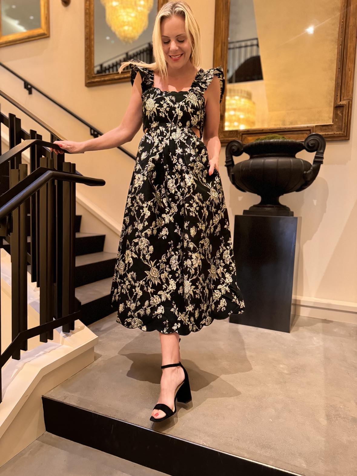 Ashton Jacquard Midi Dress - Fleur - De - Lis Boutique