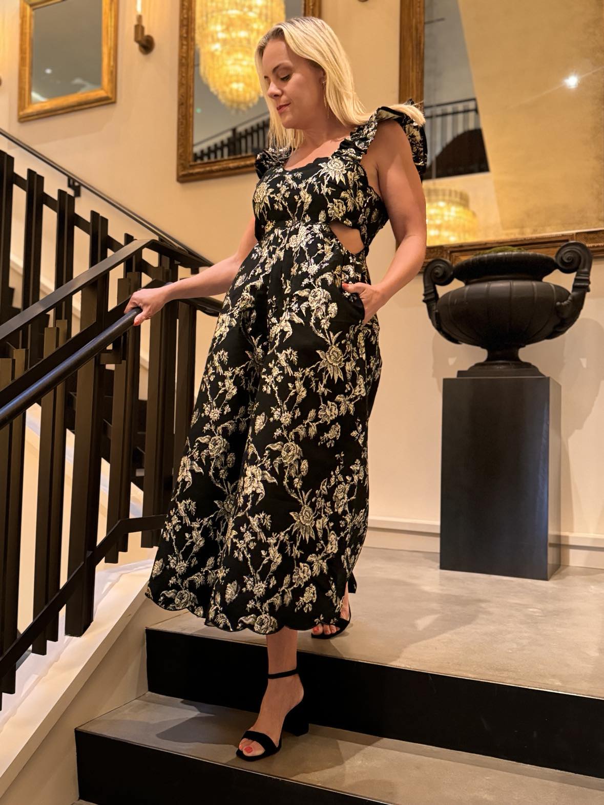 Ashton Jacquard Midi Dress - Fleur - De - Lis Boutique