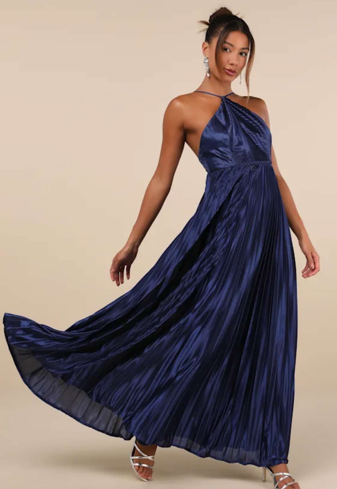 Lulus Charm Satin Pleated Maxi Dress - Fleur - De - Lis Boutique