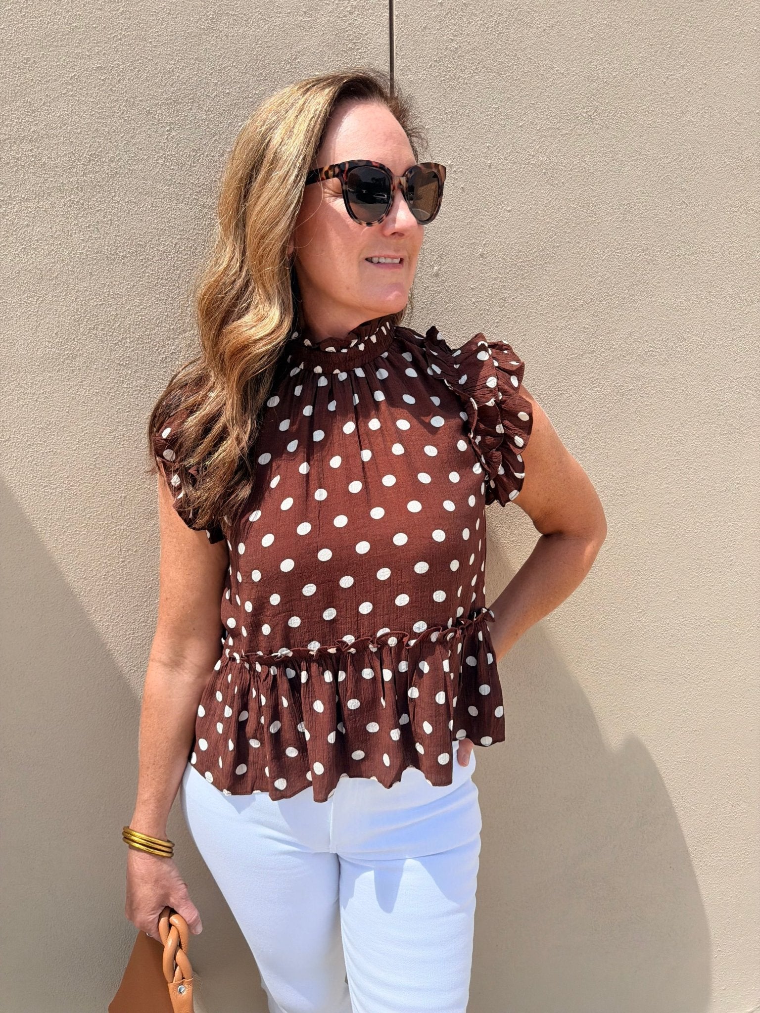 Meet Me In Santorini Chestnut Moon Blouse - Fleur-De-Lis Boutique