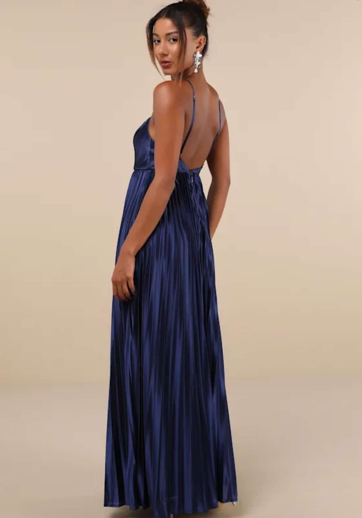 Lulus Charm Satin Pleated Maxi Dress - Fleur - De - Lis Boutique