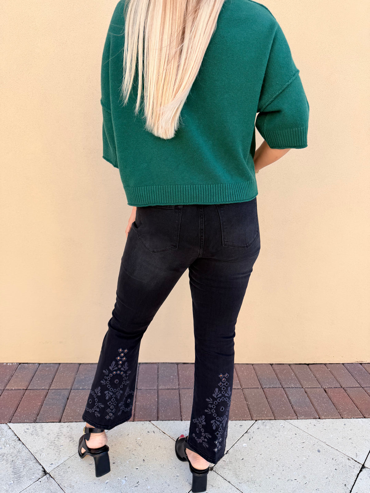 Pinch Soft Short Sleeve Sweater Deep Green - Fleur-De-Lis Boutique