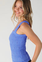NIKIBIKI Lace Textured Square Neck Tank Marina - Fleur - De - Lis Boutique
