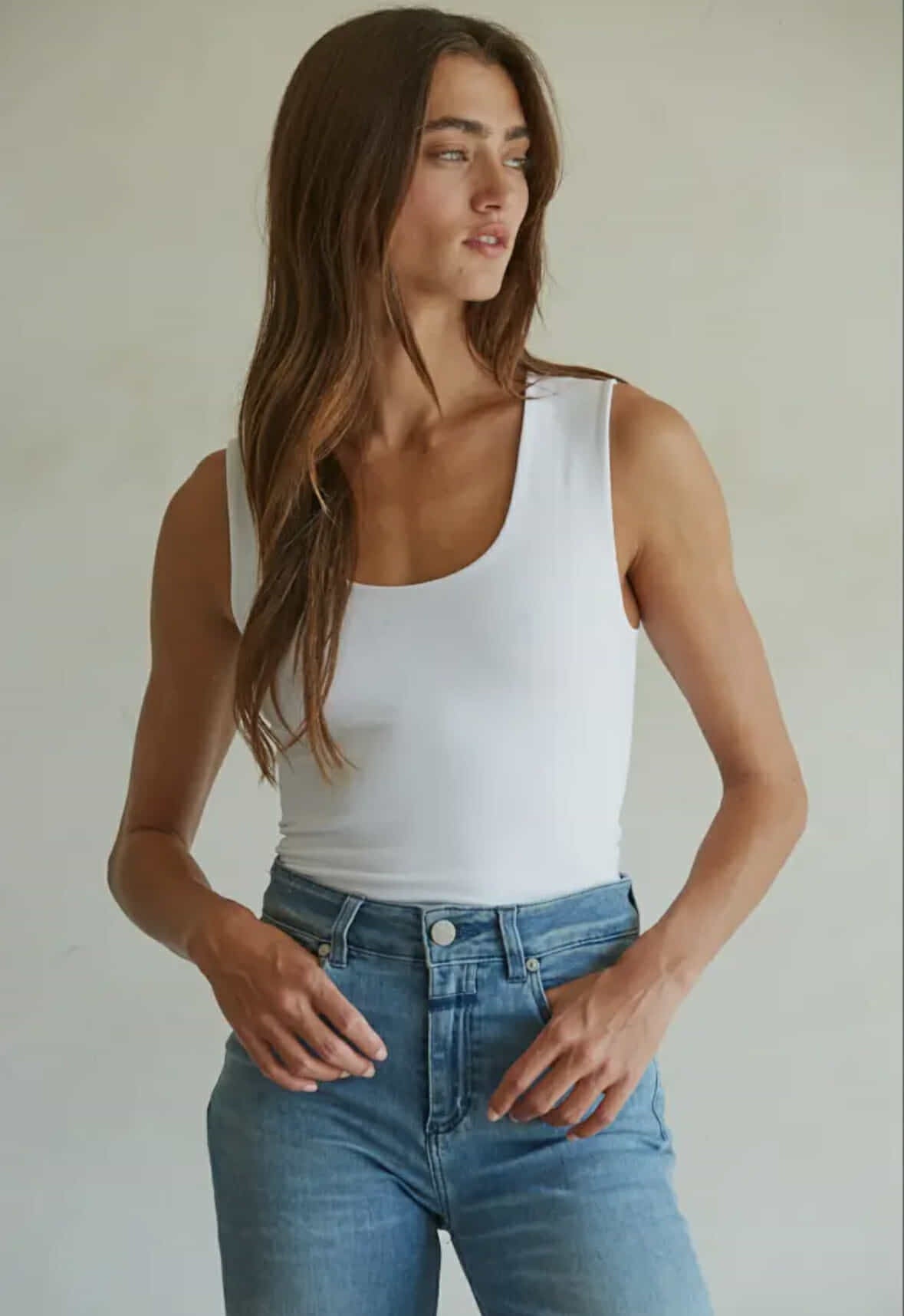 Double Layer Jac Tank White - Fleur - De - Lis Boutique