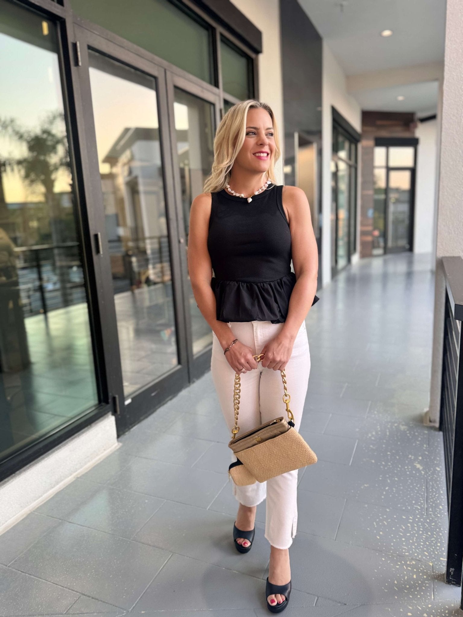 Noir Peplum Tank - Fleur - De - Lis Boutique