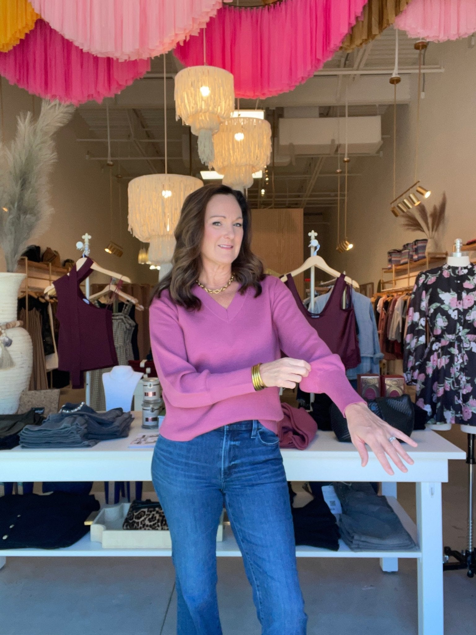 Oat V Neck Sweater Maze Haze - Fleur - De - Lis Boutique