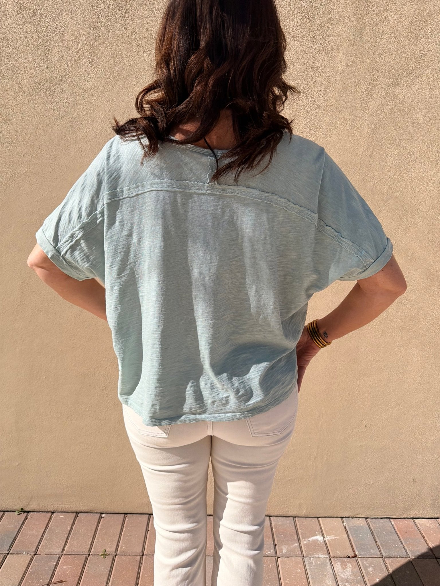 Bobi Los Angeles Oversize V - Neck Cloudy Sky - Fleur - De - Lis Boutique