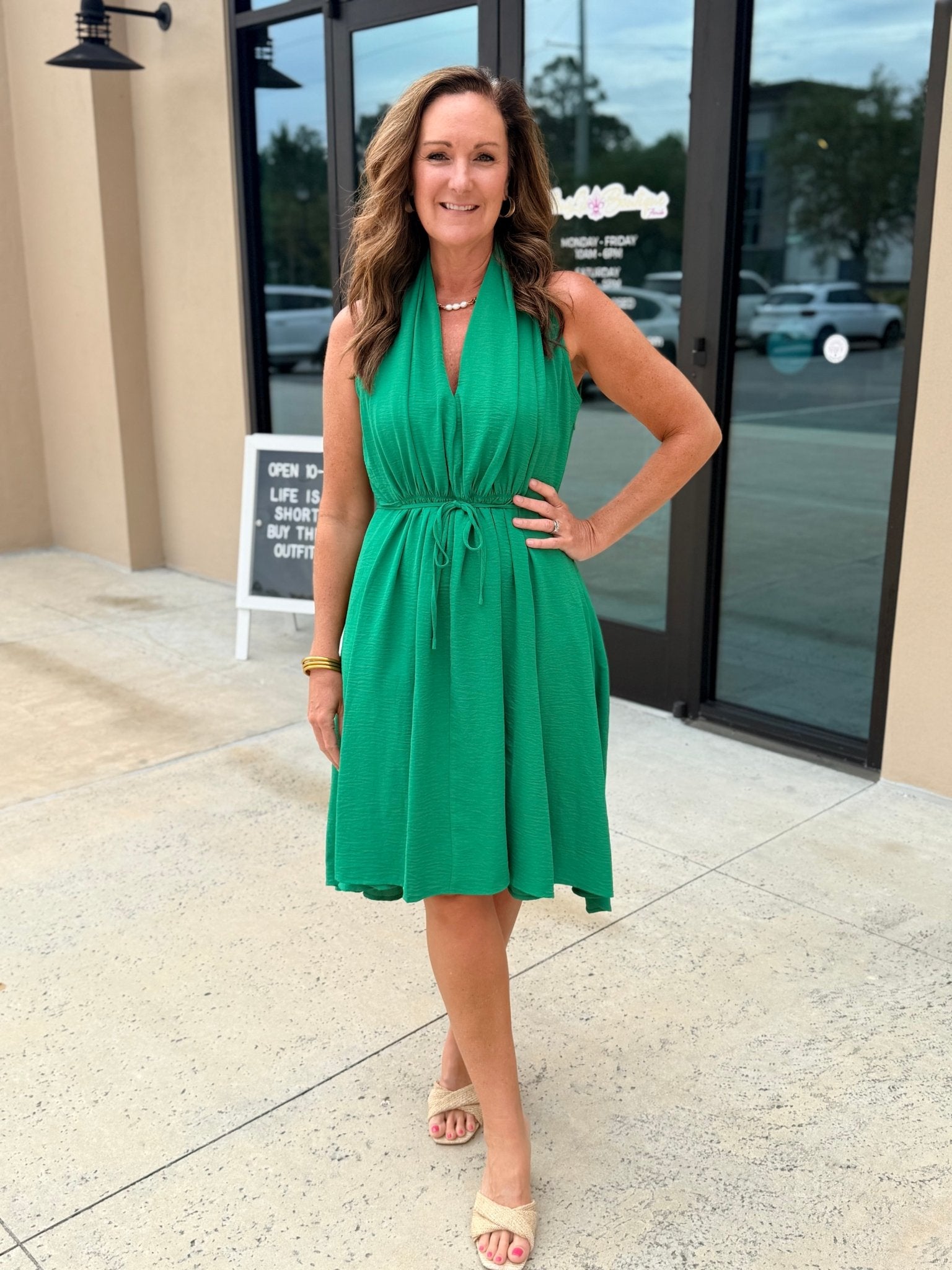 Molly Bracken Sleeveless Asymmetrical Dress Green - Fleur - De - Lis Boutique