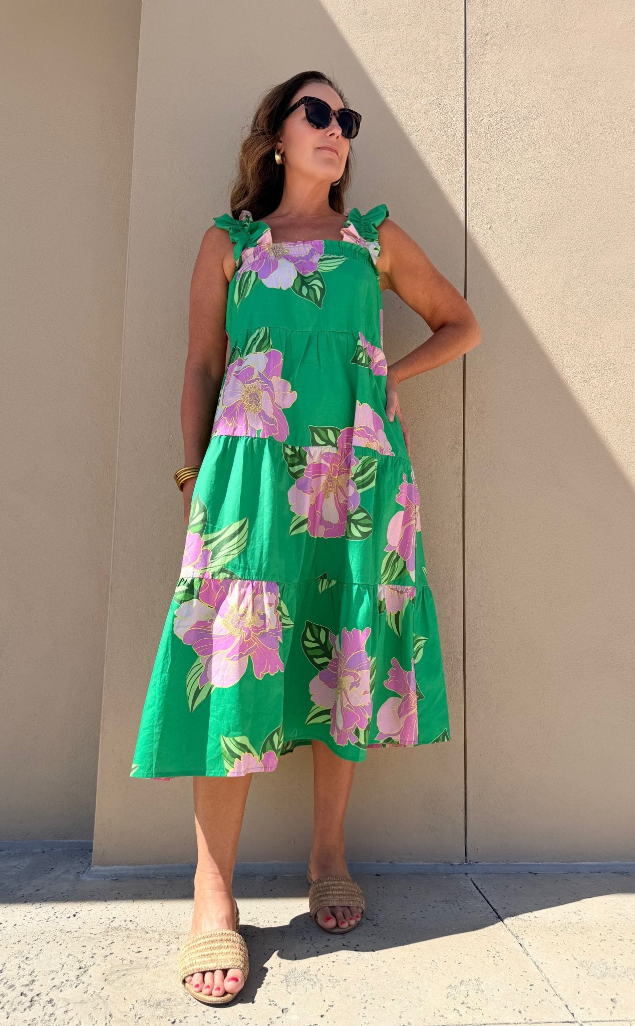 THML Floral Print Tiered Dress - Fleur - De - Lis Boutique