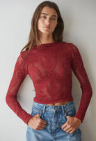 By Together Ophelia Lace Top Merlot - Fleur-De-Lis Boutique