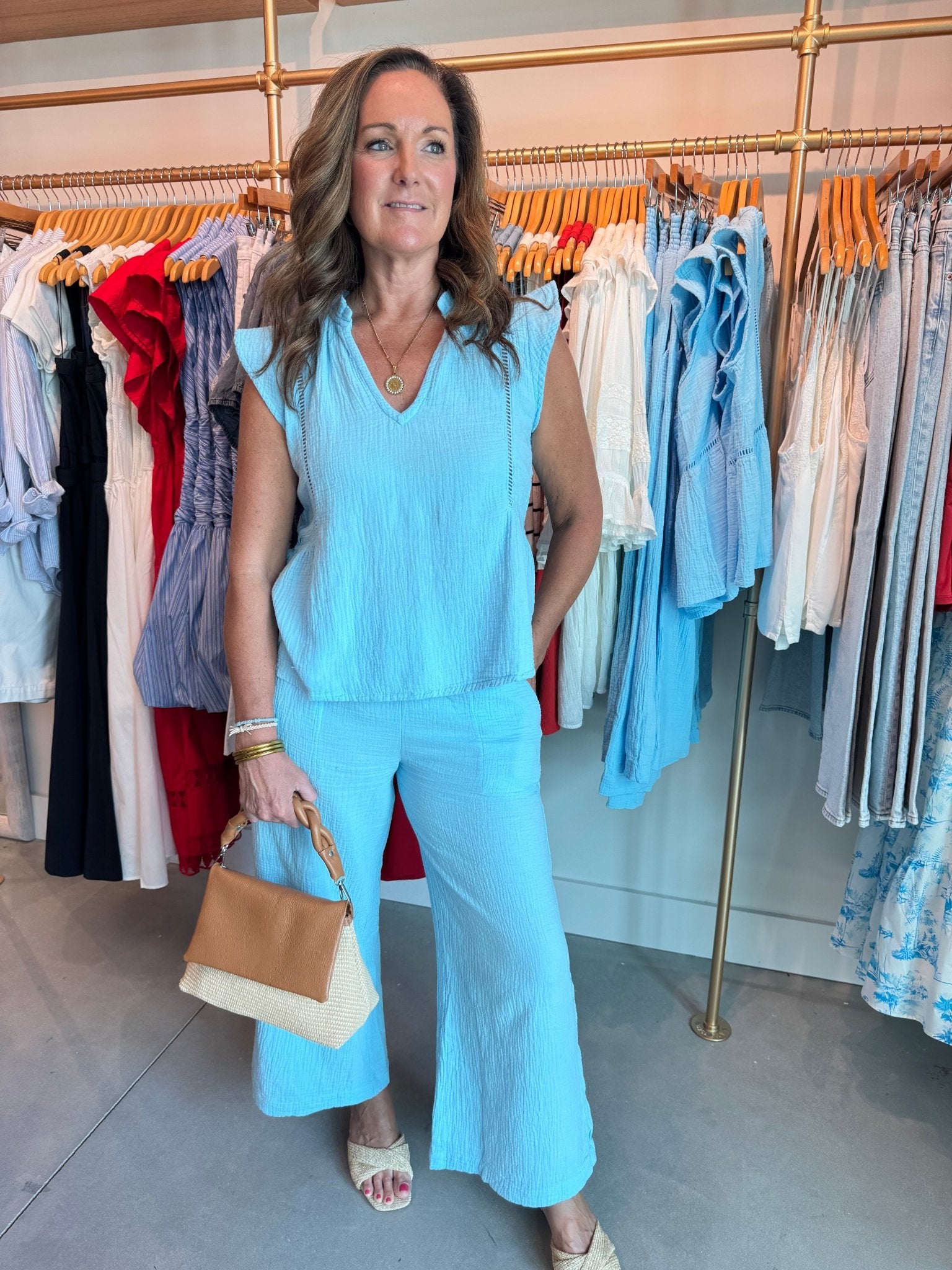 Bobi Los Angeles Flutter Sleeve Top Lake - Fleur - De - Lis Boutique