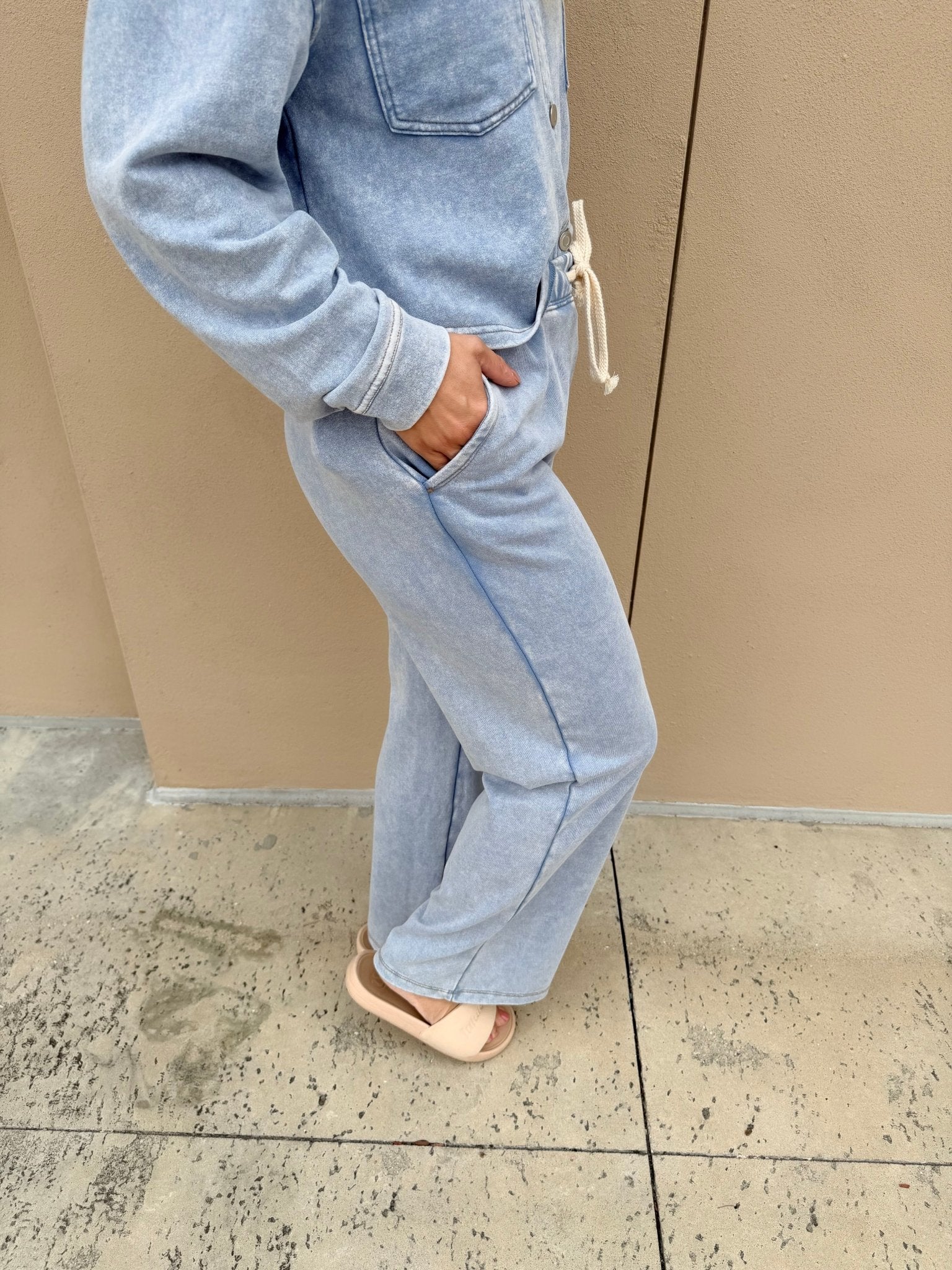 Dex Knit Lounge Pant Washed Light Blue - Fleur - De - Lis Boutique