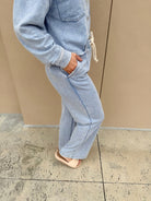 Dex Knit Lounge Pant Washed Light Blue - Fleur - De - Lis Boutique