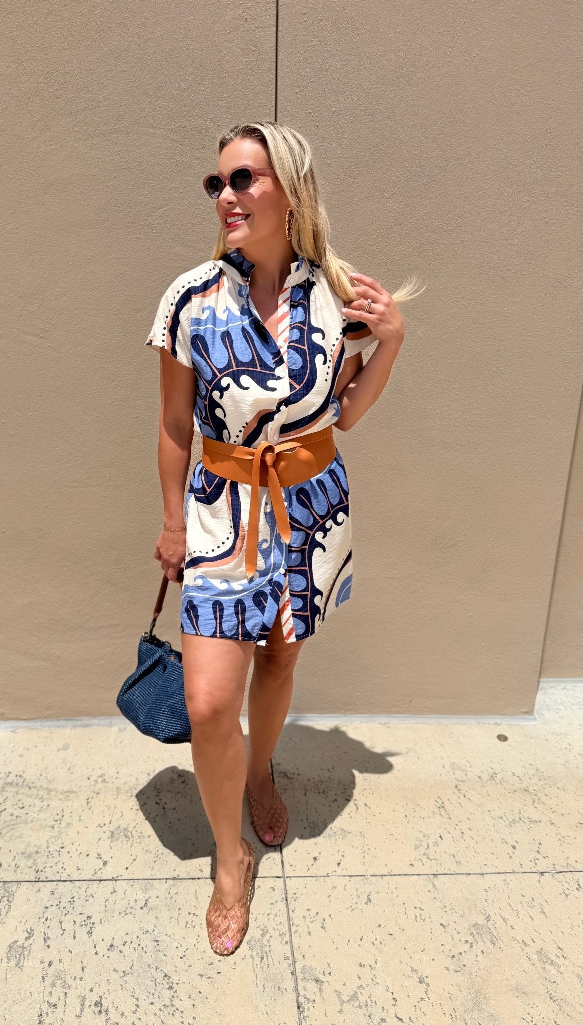 THML Shirt Dress Abstract Pattern - Fleur-De-Lis Boutique