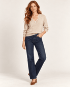 Lucy Paris Marty Lace Trim Knit Top Beige - Fleur-De-Lis Boutique