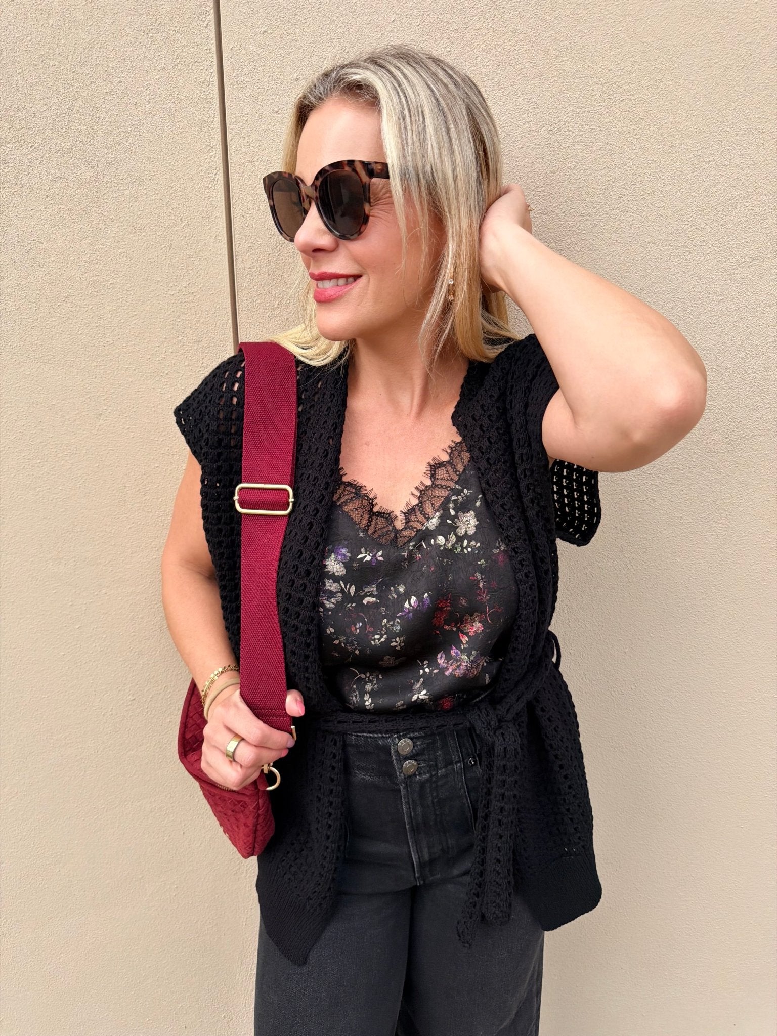 Bishop & Young Coastal Belted Cardigan Black - Fleur-De-Lis Boutique