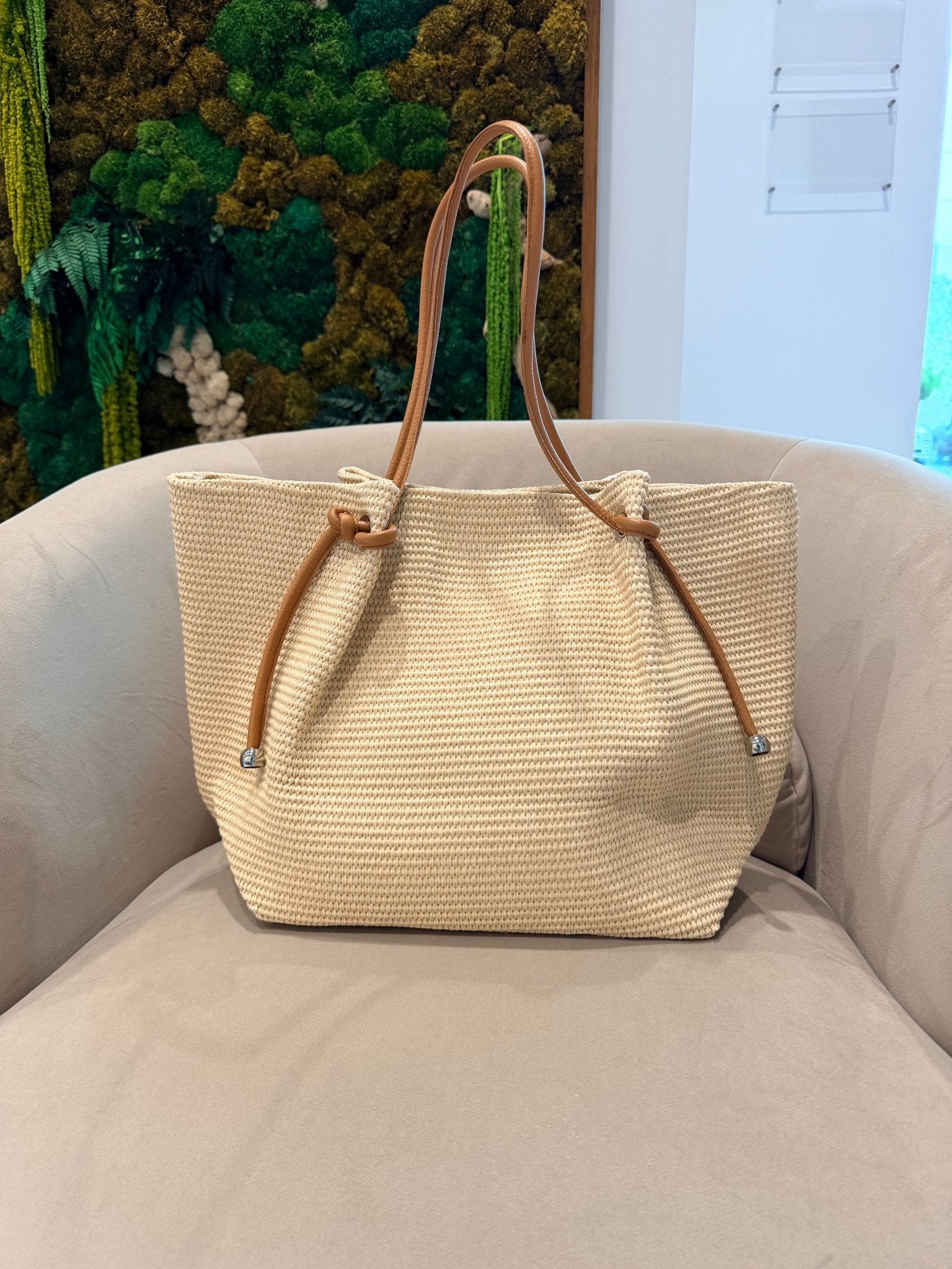 Ciel Emma Large Tote Raffia Leather Camel - Fleur - De - Lis Boutique