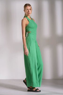 Elan Smocked Halter Wide Leg Jumpsuit - Fleur - De - Lis Boutique