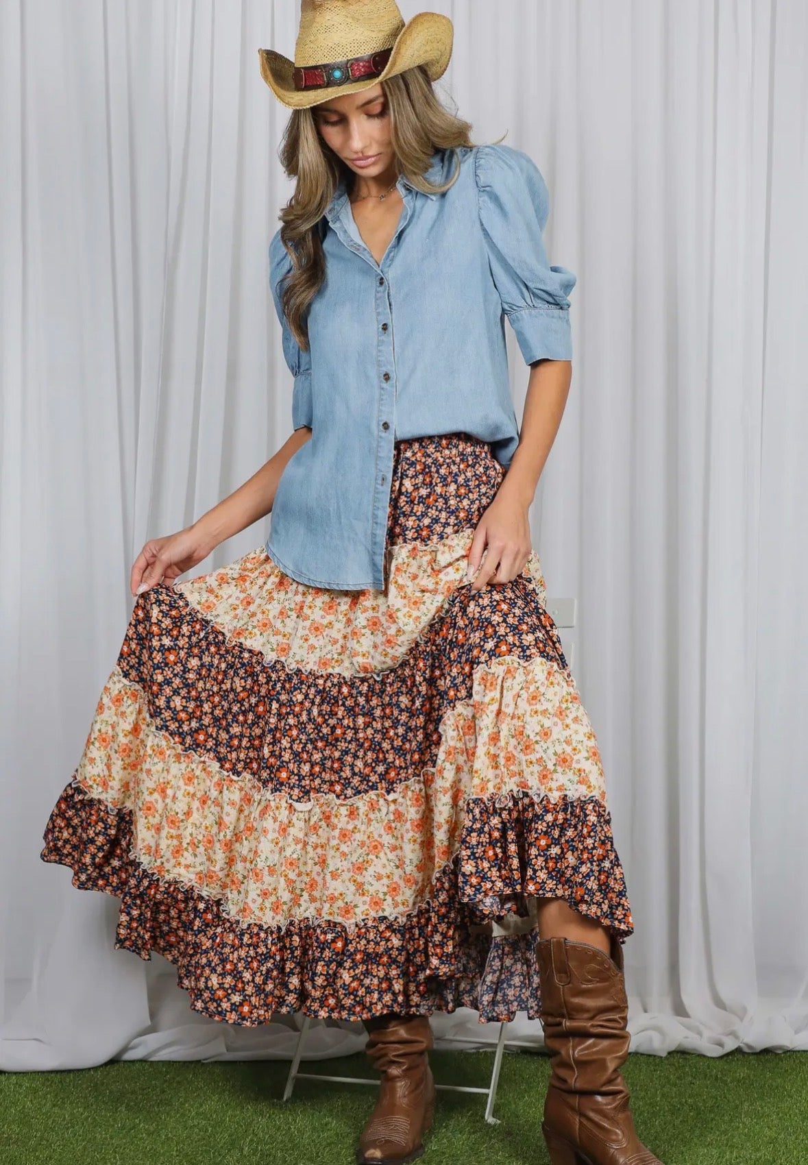 Collared Puff Sleeve Blouse - Fleur - De - Lis Boutique