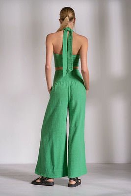 Elan Smocked Halter Wide Leg Jumpsuit - Fleur - De - Lis Boutique