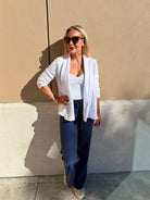 Bobi Los Angeles Studded Cardigan White - Fleur - De - Lis Boutique