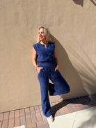 Bobi Los Angeles Wide Leg Pant Indigo - Fleur - De - Lis Boutique