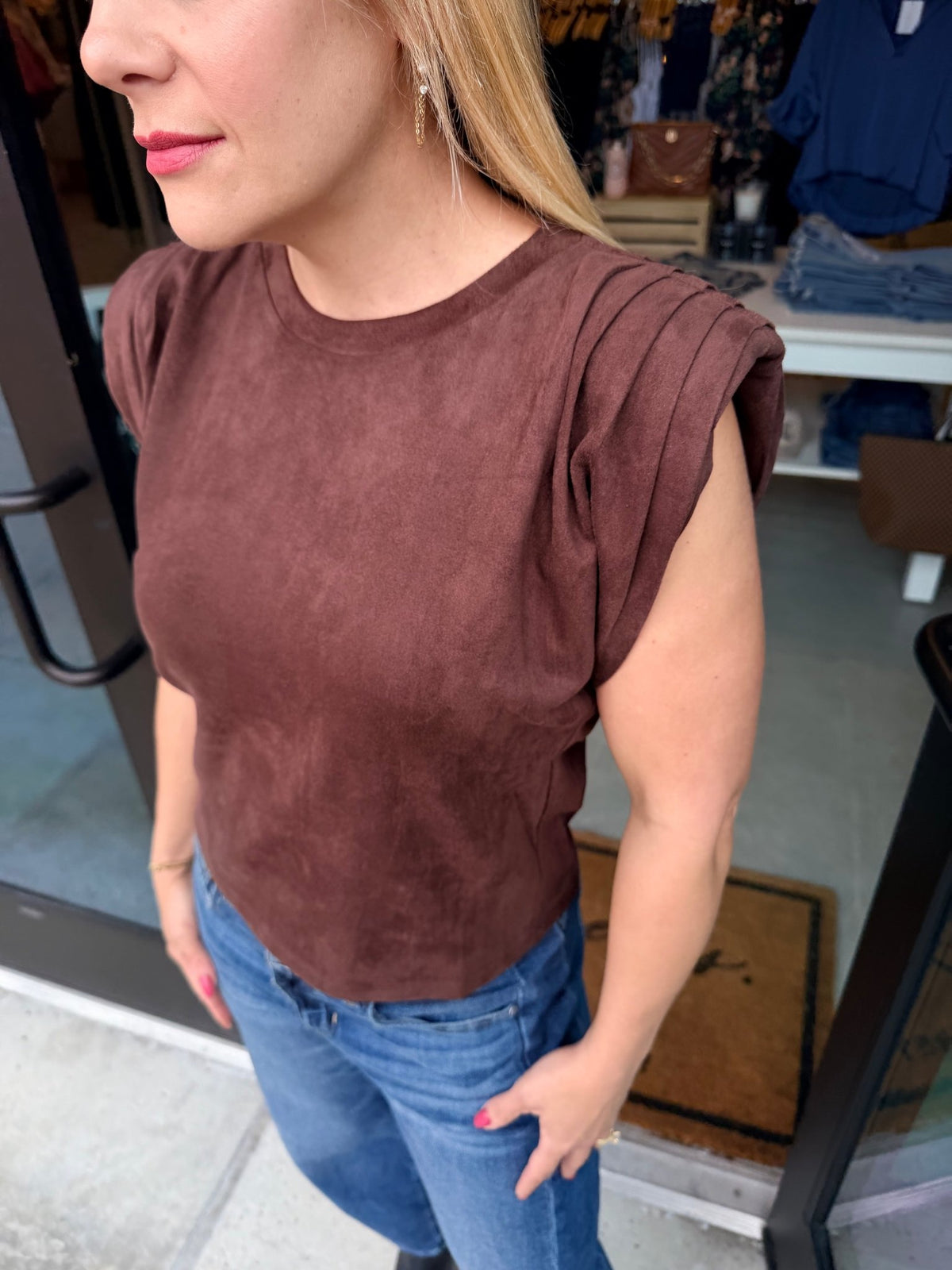 THML Sienna Faux Suede Top - Fleur-De-Lis Boutique