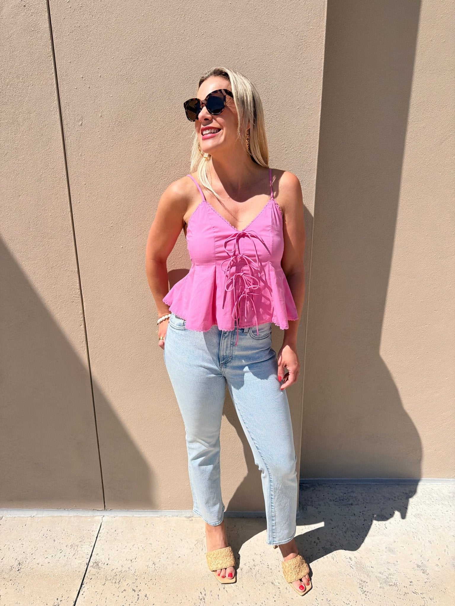 Lucy Paris Haven Bow Tie Tank Pink - Fleur - De - Lis Boutique