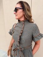 Sincerely Ours Lena Dress Amber Leaf Jacquard - Fleur-De-Lis Boutique