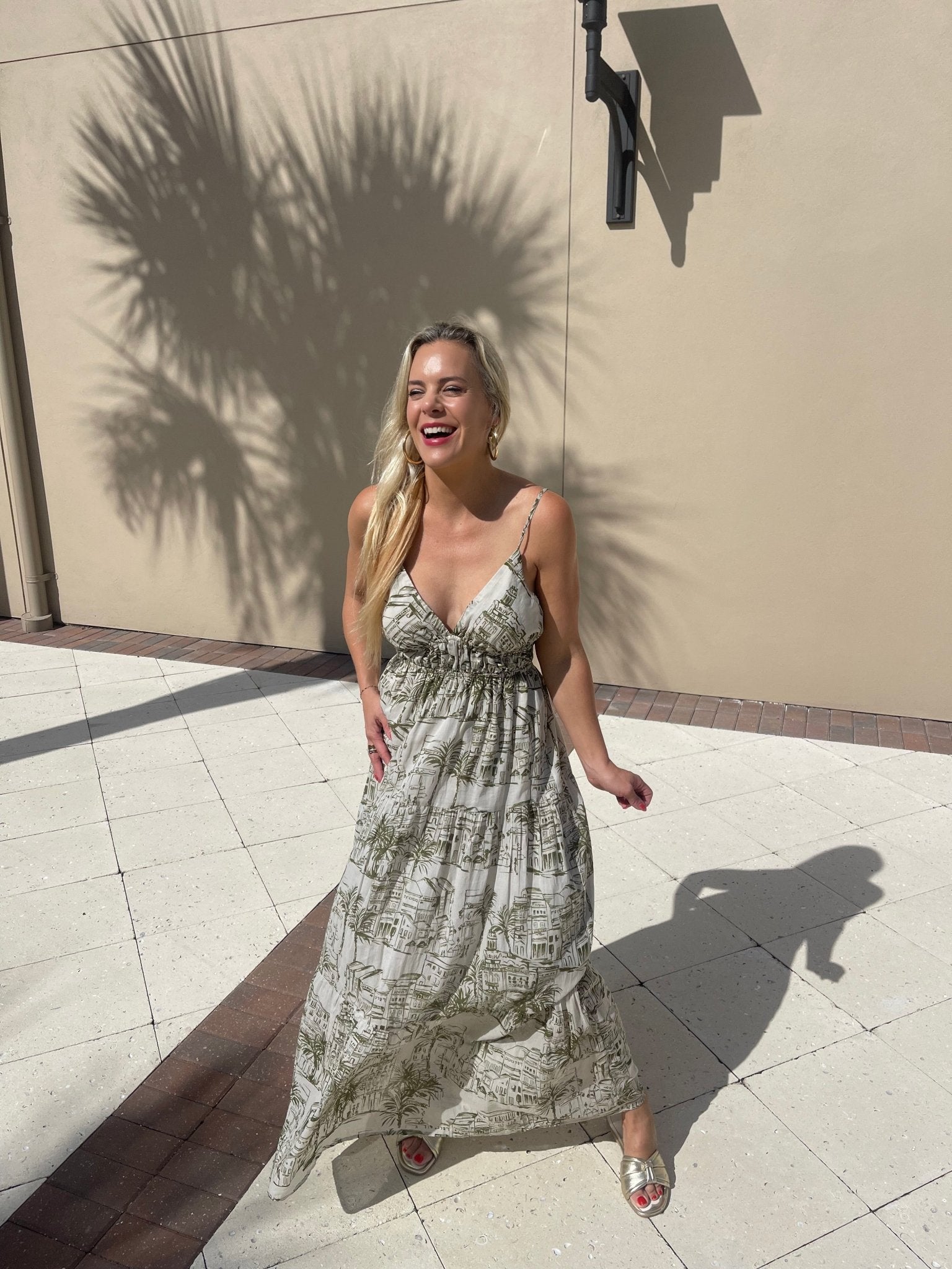 Meet Me In Santorini Olive Sketch Maxi Dress - Fleur - De - Lis Boutique