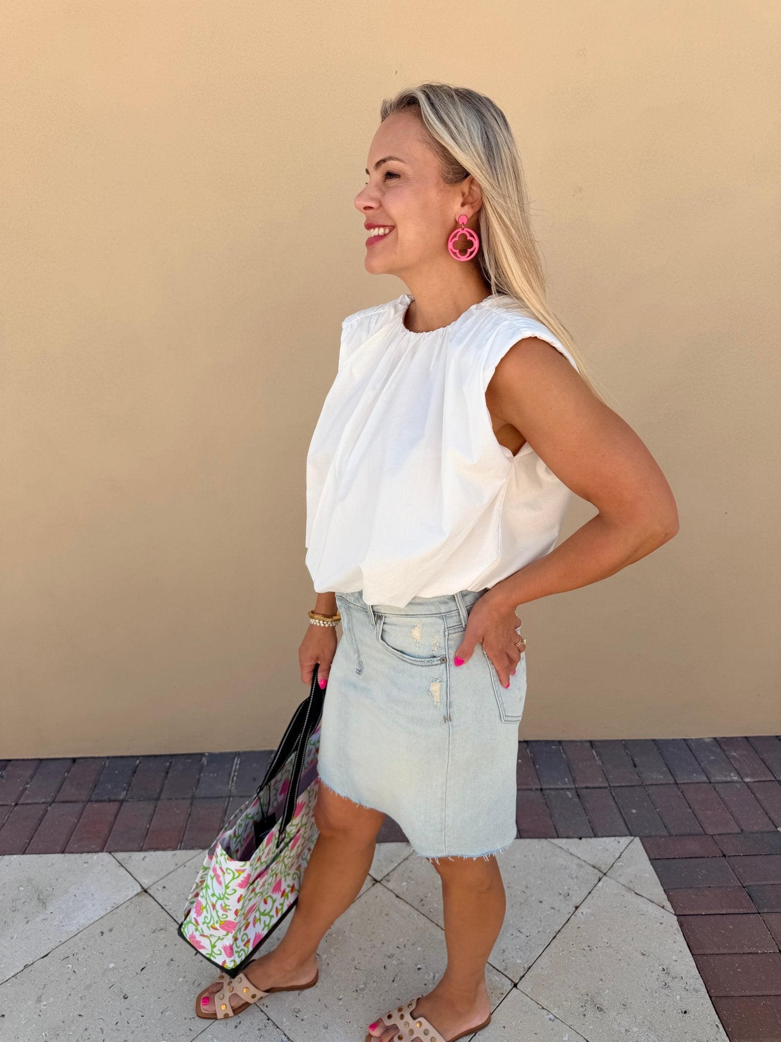 THML White Sleeveless Bubble Top - Fleur - De - Lis Boutique