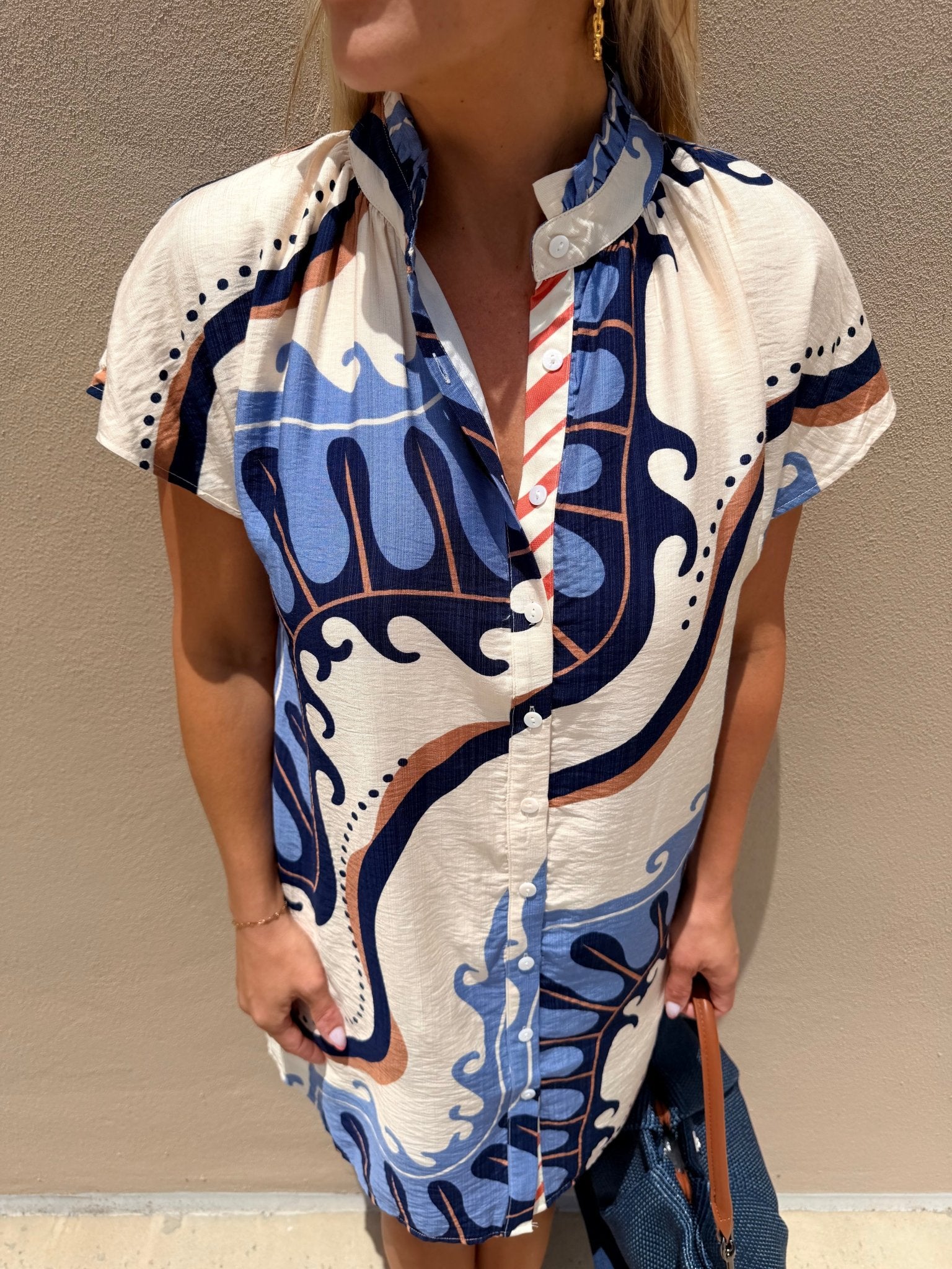 THML Shirt Dress Abstract Pattern - Fleur-De-Lis Boutique